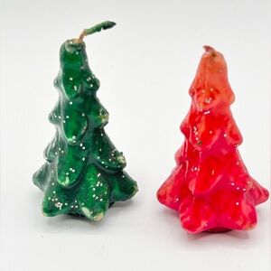 Vintage Gurley Christmas Tree Candles Glitter Red Green 3"